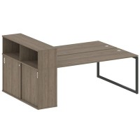 Metal System Quattro 4x4 40БО.РС-СШК-2.5 (Вяз благородный/Антрацит) Рабочая станция на О-образном м/к с опорным шкафом-купе