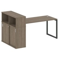 Metal System Quattro 4x4 40БО.РС-СШК-3.4 (Вяз благородный/Антрацит) Стол письменный на О-образном м/к с опорным шкафом-купе