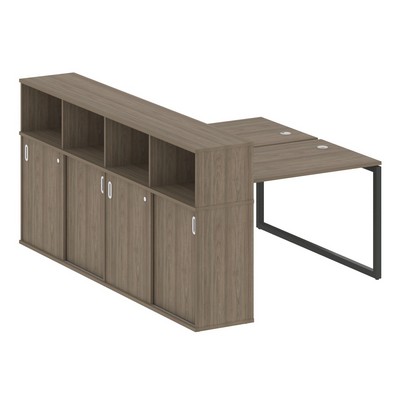 Metal System Quattro 4x4 40БО.РС-СШК-4.2 (Вяз благородный/Антрацит) Рабочая станция на О-образном м/к с опорным шкафом-купе