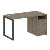 Metal System Quattro 4x4 40БО.РС-СТП -1.1 (Вяз благородный/Антрацит) Рабочая станция на О-образном м/к с опорной тумбой