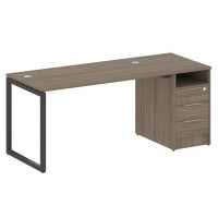 Metal System Quattro 4x4 40БО.РС-СТП -1.3 (Вяз благородный/Антрацит) Рабочая станция на О-образном м/к с опорной тумбой