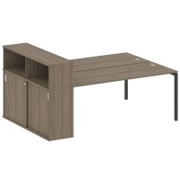 Metal System Quattro 4x4 40БП.РС-СШК-2.5 (Вяз благородный/Черный) Рабочая станция на П-образном м/к с опорным шкафом-купе