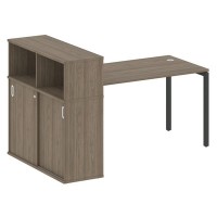 Metal System Quattro 4x4 40БП.РС-СШК-3.3 (Вяз благородный/Черный) Стол письменный на П-образном м/к с опорным шкафом-купе