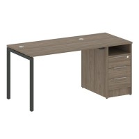 Metal System Quattro 4x4 40БП.РС-СТП -1.2 (Вяз благородный/Антрацит) Рабочая станция на П-образном м/к с опорной тумбой