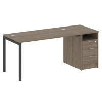 Metal System Quattro 4x4 40БП.РС-СТП -1.3 (Вяз благородный/Антрацит) Рабочая станция на П-образном м/к с опорной тумбой