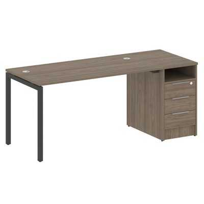 Metal System Quattro 4x4 40БП.РС-СТП -1.3 (Вяз благородный/Антрацит) Рабочая станция на П-образном м/к с опорной тумбой