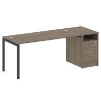 Metal System Quattro 4x4 40БП.РС-СТП -1.4 (Вяз благородный/Антрацит) Рабочая станция на П-образном м/к с опорной тумбой