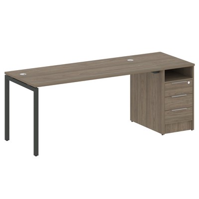 Metal System Quattro 4x4 40БП.РС-СТП -1.4 (Вяз благородный/Антрацит) Рабочая станция на П-образном м/к с опорной тумбой