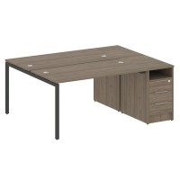 Metal System Quattro 4x4 40БП.РС-СТП-2.3 (Вяз благородный/Черный) Рабочая станция на П-образном м/к с опорной тумбой