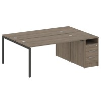 Metal System Quattro 4x4 40БП.РС-СТП-2.4 (Вяз благородный/Черный) Рабочая станция на П-образном м/к с опорной тумбой