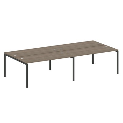 Metal System Quattro 4x4 40БП.СМ-4.4 (Вяз благородный/Черный) Рабочая станция на 4 раб.места на П-образном м/к