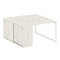 Metal System Quattro 4x4 40БО.РС-СШК-1.1 (Вяз благородный/Белый) Рабочая станция на О-образном м/к с опорным шкафом-купе