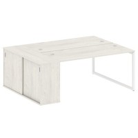 Metal System Quattro 4x4 40БО.РС-СШК-1.4 (Вяз благородный/Белый) Рабочая станция на О-образном м/к с опорным шкафом-купе