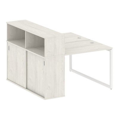 Metal System Quattro 4x4 40БО.РС-СШК-2.1 (Вяз благородный/Белый) Рабочая станция на О-образном м/к с опорным шкафом-купе