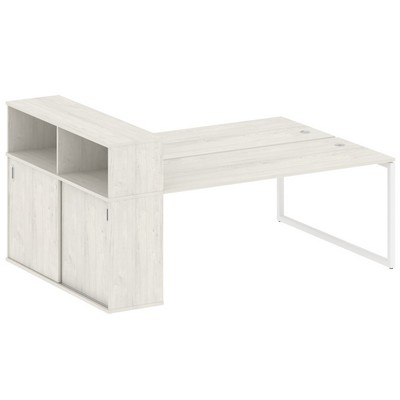 Metal System Quattro 4x4 40БО.РС-СШК-2.5 (Вяз благородный/Белый) Рабочая станция на О-образном м/к с опорным шкафом-купе