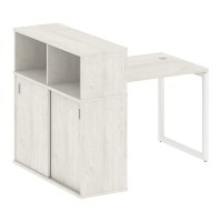 Metal System Quattro 4x4 40БО.РС-СШК-3.1 (Вяз благородный/Белый) Стол письменный на О-образном м/к с опорным шкафом-купе