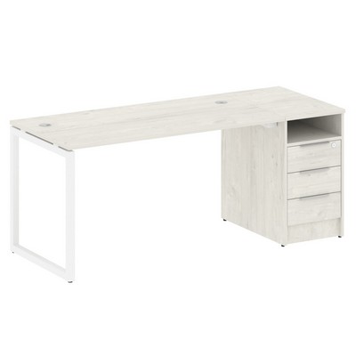 Metal System Quattro 4x4 40БО.РС-СТП -1.3 (Вяз благородный/Белый) Рабочая станция на О-образном м/к с опорной тумбой