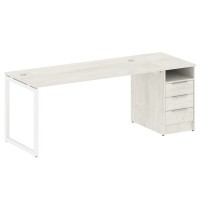 Metal System Quattro 4x4 40БО.РС-СТП -1.4 (Вяз благородный/Белый) Рабочая станция на О-образном м/к с опорной тумбой