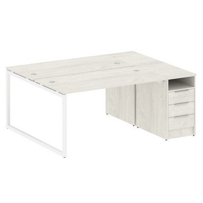 Metal System Quattro 4x4 40БО.РС-СТП-2.3 (Вяз благородный/Белый) Рабочая станция на О-образном м/к с опорной тумбой