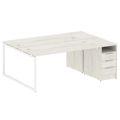 Metal System Quattro 4x4 40БО.РС-СТП-2.4 (Вяз благородный/Белый) Рабочая станция на О-образном м/к с опорной тумбой