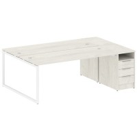 Metal System Quattro 4x4 40БО.РС-СТП-2.5 (Вяз благородный/Белый) Рабочая станция на О-образном м/к с опорной тумбой