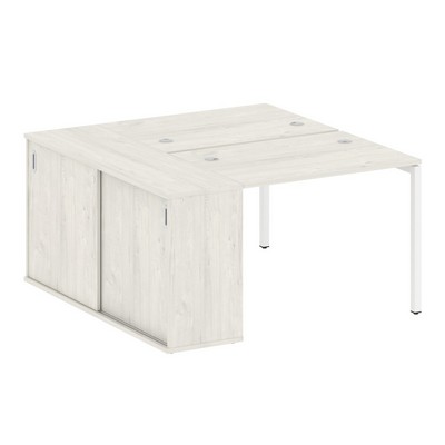 Metal System Quattro 4x4 40БП.РС-СШК-1.1 (Вяз благородный/Белый) Рабочая станция на П-образном м/к с опорным шкафом-купе