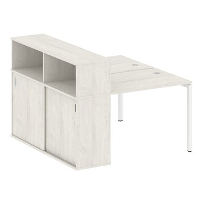 Metal System Quattro 4x4 40БП.РС-СШК-2.1 (Вяз благородный/Белый) Рабочая станция на П-образном м/к с опорным шкафом-купе