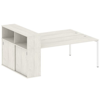 Metal System Quattro 4x4 40БП.РС-СШК-2.5 (Вяз благородный/Белый) Рабочая станция на П-образном м/к с опорным шкафом-купе