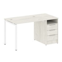 Metal System Quattro 4x4 40БП.РС-СТП -1.1 (Вяз благородный/Белый) Рабочая станция на П-образном м/к с опорной тумбой