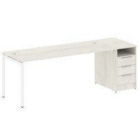 Metal System Quattro 4x4 40БП.РС-СТП -1.5 (Вяз благородный/Белый) Рабочая станция на П-образном м/к с опорной тумбой