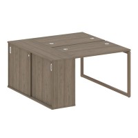 Metal System Quattro 4x4 40БО.РС-СШК-1.1 (Вяз благородный/Мокко) Рабочая станция на О-образном м/к с опорным шкафом-купе