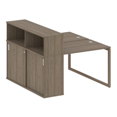 Metal System Quattro 4x4 40БО.РС-СШК-2.1 (Вяз благородный/Мокко) Рабочая станция на О-образном м/к с опорным шкафом-купе