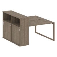 Metal System Quattro 4x4 40БО.РС-СШК-2.2 (Вяз благородный/Мокко) Рабочая станция на О-образном м/к с опорным шкафом-купе