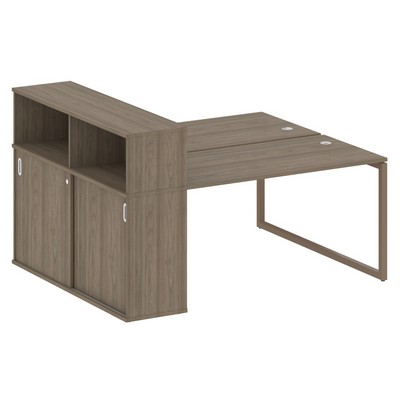 Metal System Quattro 4x4 40БО.РС-СШК-2.3 (Вяз благородный/Мокко) Рабочая станция на О-образном м/к с опорным шкафом-купе