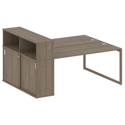 Metal System Quattro 4x4 40БО.РС-СШК-2.4 (Вяз благородный/Мокко) Рабочая станция на О-образном м/к с опорным шкафом-купе