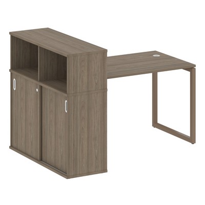 Metal System Quattro 4x4 40БО.РС-СШК-3.2 (Вяз благородный/Мокко) Стол письменный на О-образном м/к с опорным шкафом-купе