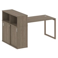 Metal System Quattro 4x4 40БО.РС-СШК-3.3 (Вяз благородный/Мокко) Стол письменный на О-образном м/к с опорным шкафом-купе