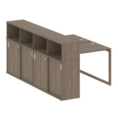 Metal System Quattro 4x4 40БО.РС-СШК-4.1 (Вяз благородный/Мокко) Рабочая станция на О-образном м/к с опорным шкафом-купе