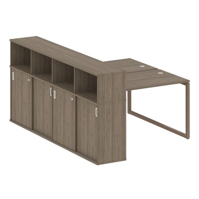 Metal System Quattro 4x4 40БО.РС-СШК-4.2 (Вяз благородный/Мокко) Рабочая станция на О-образном м/к с опорным шкафом-купе