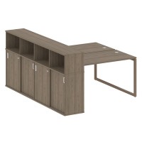 Metal System Quattro 4x4 40БО.РС-СШК-4.3 (Вяз благородный/Мокко) Рабочая станция на О-образном м/к с опорным шкафом-купе