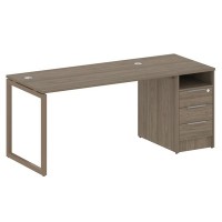 Metal System Quattro 4x4 40БО.РС-СТП -1.3 (Вяз благородный/Мокко) Рабочая станция на О-образном м/к с опорной тумбой