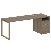 Metal System Quattro 4x4 40БО.РС-СТП -1.4 (Вяз благородный/Мокко) Рабочая станция на О-образном м/к с опорной тумбой