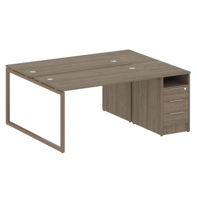 Metal System Quattro 4x4 40БО.РС-СТП-2.3 (Вяз благородный/Мокко) Рабочая станция на О-образном м/к с опорной тумбой