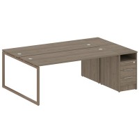 Metal System Quattro 4x4 40БО.РС-СТП-2.5 (Вяз благородный/Мокко) Рабочая станция на О-образном м/к с опорной тумбой