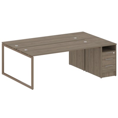 Metal System Quattro 4x4 40БО.РС-СТП-2.5 (Вяз благородный/Мокко) Рабочая станция на О-образном м/к с опорной тумбой