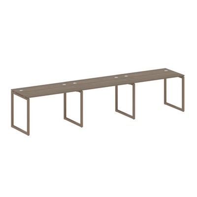 Metal System Quattro 4x4 40БО.СМ-3.2 (Вяз благородный/Мокко) Рабочая станция на 3 раб.места на О-образном м/к