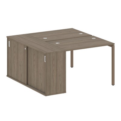 Metal System Quattro 4x4 40БП.РС-СШК-1.1 (Вяз благородный/Мокко) Рабочая станция на П-образном м/к с опорным шкафом-купе