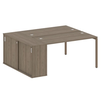 Metal System Quattro 4x4 40БП.РС-СШК-1.3 (Вяз благородный/Мокко) Рабочая станция на П-образном м/к с опорным шкафом-купе