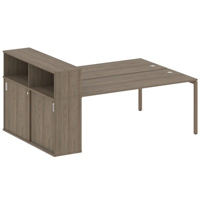 Metal System Quattro 4x4 40БП.РС-СШК-2.5 (Вяз благородный/Мокко) Рабочая станция на П-образном м/к с опорным шкафом-купе