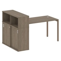 Metal System Quattro 4x4 40БП.РС-СШК-3.3 (Вяз благородный/Мокко) Стол письменный на П-образном м/к с опорным шкафом-купе